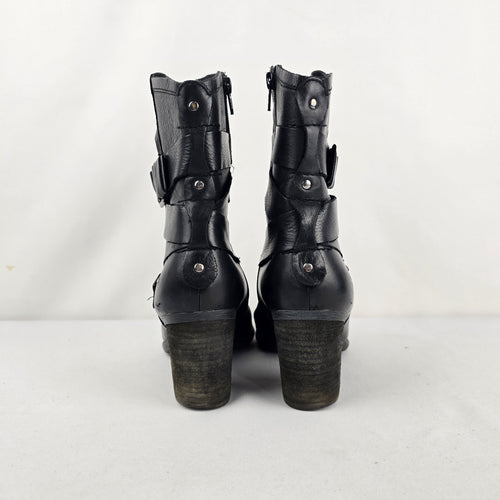 Josef Seibel Black Leather Ankle Boots Size 7.5
