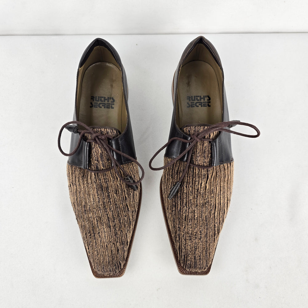Ruch’s Secret Women’s Brown Black Textured Lace-Up Oxford Shoes Size 7