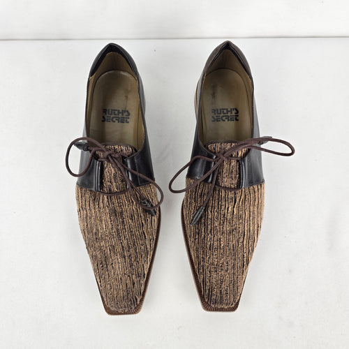 Ruch’s Secret Women’s Brown Black Textured Lace-Up Oxford Shoes Size 7