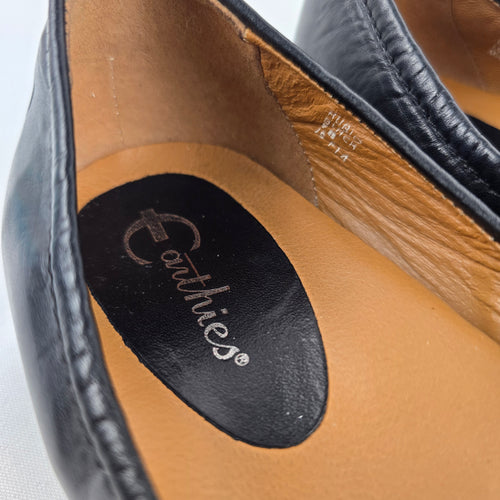 Earthies Rubio Black Leather Rosette Ballet Flats Size 7