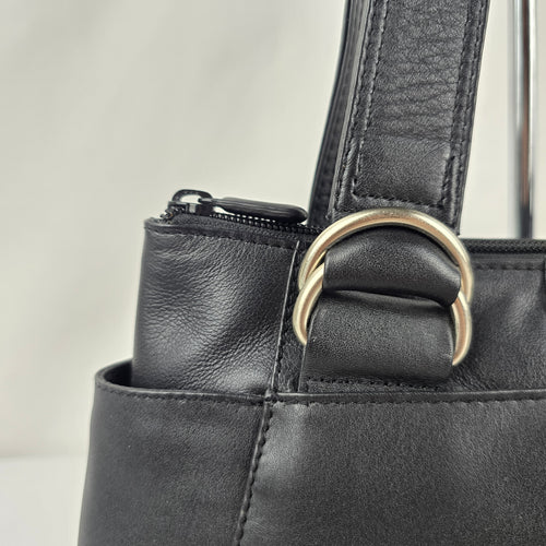 Derek Alexander Black Leather Shoulder Bag