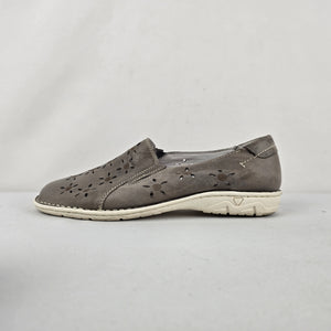 Biotime Mandy Oyster Grey Leather Slip On Comfort Shoes Size 7.5