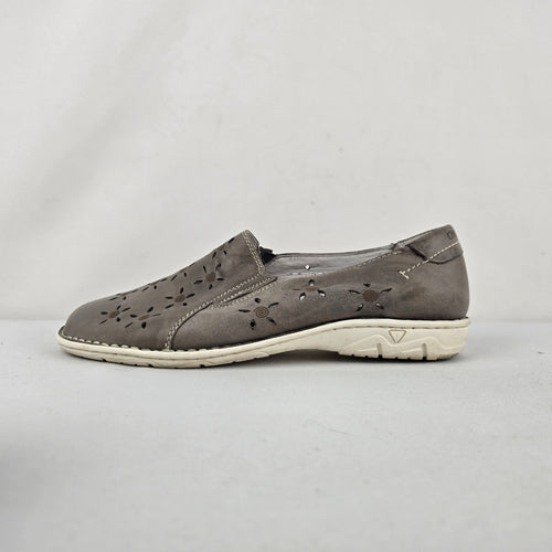 Biotime Mandy Oyster Grey Leather Slip On Comfort Shoes Size 7.5