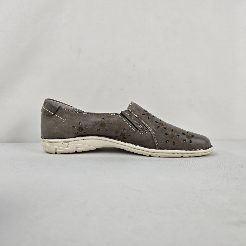 Biotime Mandy Oyster Grey Leather Slip On Comfort Shoes Size 7.5