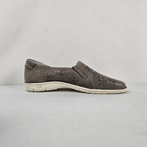 Biotime Mandy Oyster Grey Leather Slip On Comfort Shoes Size 7.5