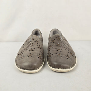Biotime Mandy Oyster Grey Leather Slip On Comfort Shoes Size 7.5