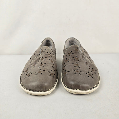 Biotime Mandy Oyster Grey Leather Slip On Comfort Shoes Size 7.5