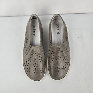 Biotime Mandy Oyster Grey Leather Slip On Comfort Shoes Size 7.5
