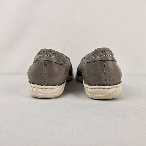 Biotime Mandy Oyster Grey Leather Slip On Comfort Shoes Size 7.5