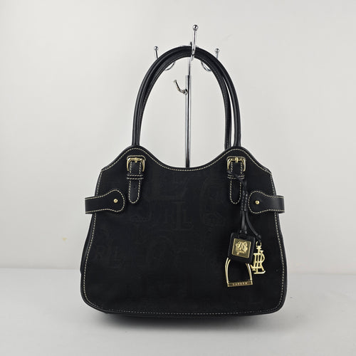Vintage Ralph Lauren Black Monogram Canvas Handbag