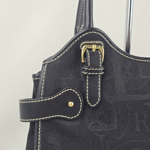 Vintage Ralph Lauren Black Monogram Canvas Handbag