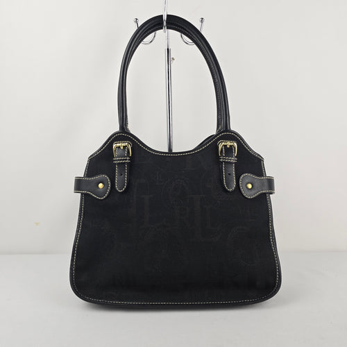 Vintage Ralph Lauren Black Monogram Canvas Handbag