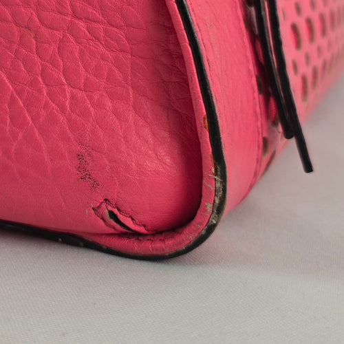 Kate Spade New York Pink Leather Perforated Satchel Crossbody Handbag