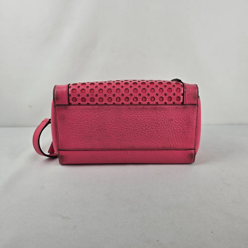 Kate Spade New York Pink Leather Perforated Satchel Crossbody Handbag