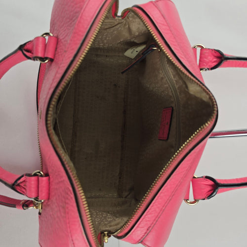 Kate Spade New York Pink Leather Perforated Satchel Crossbody Handbag