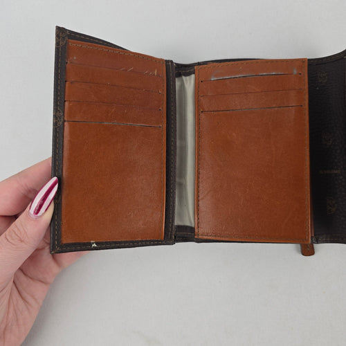 III Milenio Colombia Brown Leather Trifold Wallet ID Card Coin Pocket