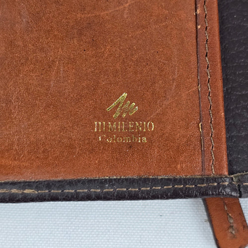 III Milenio Colombia Brown Leather Trifold Wallet ID Card Coin Pocket