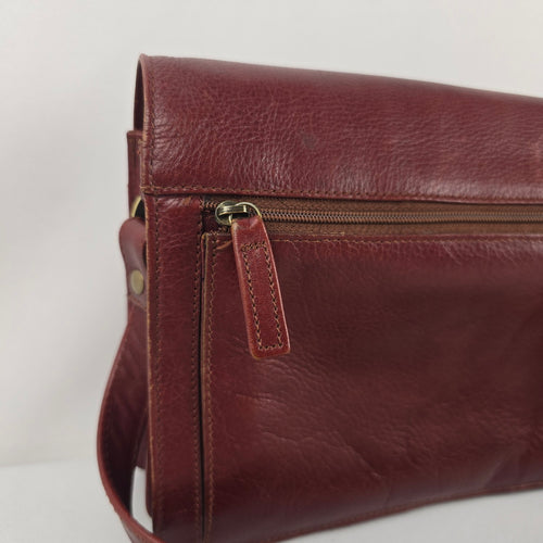 Derek Alexander Burgundy Leather Messenger Bag