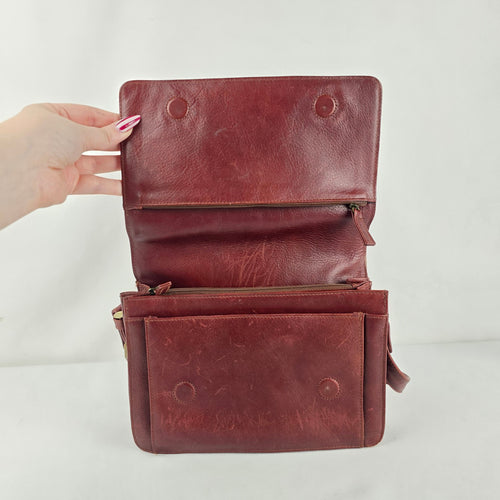 Derek Alexander Burgundy Leather Messenger Bag