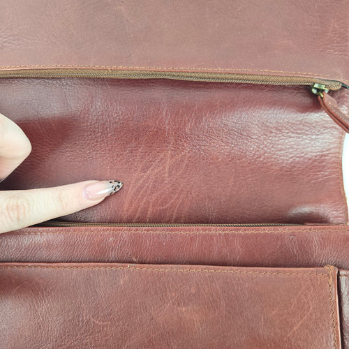 Derek Alexander Burgundy Leather Messenger Bag
