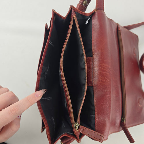 Derek Alexander Burgundy Leather Messenger Bag