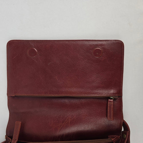 Derek Alexander Burgundy Leather Messenger Bag