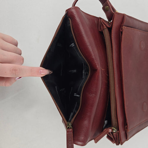 Derek Alexander Burgundy Leather Messenger Bag