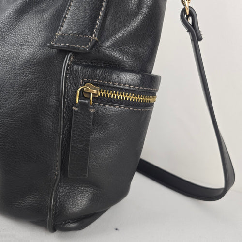 Fossil Emerson Medium Black Leather Satchel Purse