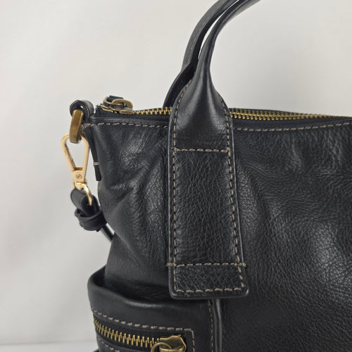 Fossil Emerson Medium Black Leather Satchel Purse