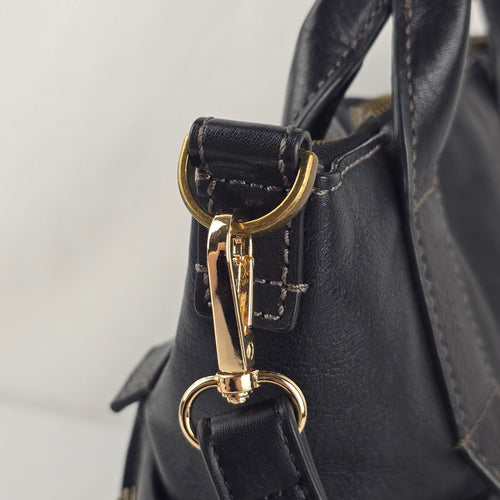 Fossil Emerson Medium Black Leather Satchel Purse