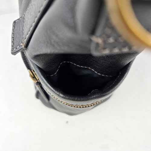 Fossil Emerson Medium Black Leather Satchel Purse