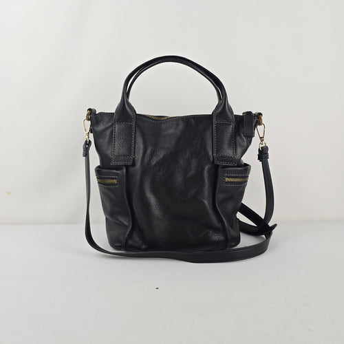 Fossil Emerson Medium Black Leather Satchel Purse