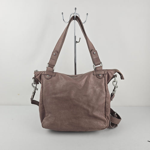 LIEBESKIND BERLIN Taupe Mauve Soft Leather Crossbody Satchel Handbag Flap Pocket