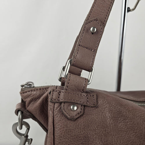LIEBESKIND BERLIN Taupe Mauve Soft Leather Crossbody Satchel Handbag Flap Pocket