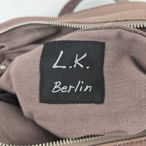 LIEBESKIND BERLIN Taupe Mauve Soft Leather Crossbody Satchel Handbag Flap Pocket