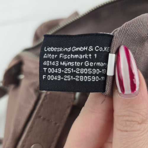 LIEBESKIND BERLIN Taupe Mauve Soft Leather Crossbody Satchel Handbag Flap Pocket