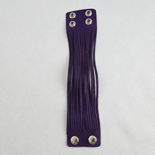 Purple Leather Multi-Strand Wrap Cuff Bracelet