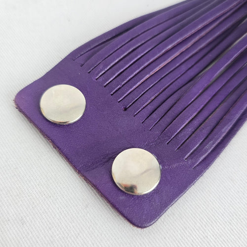 Purple Leather Multi-Strand Wrap Cuff Bracelet