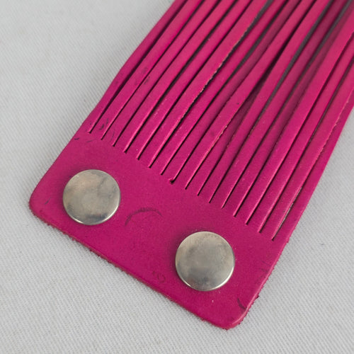 Hot Pink Leather Multi-Strand Wide Cuff Bracelet