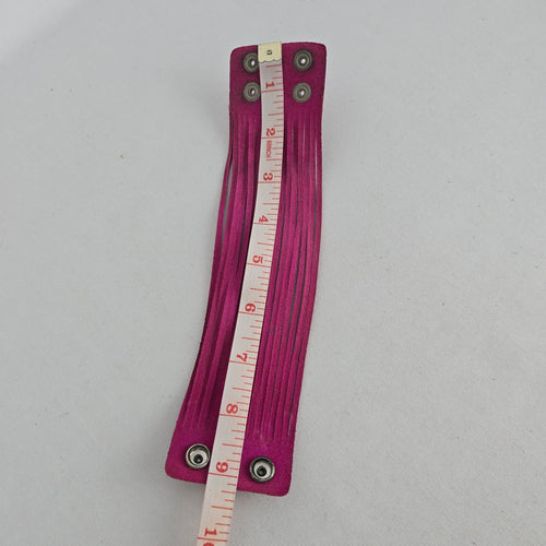 Hot Pink Leather Multi-Strand Wide Cuff Bracelet