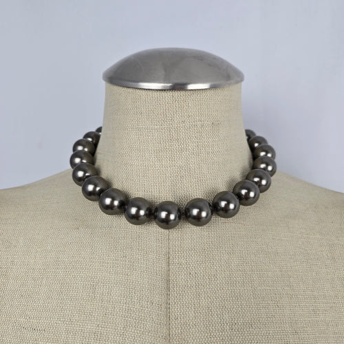 Vintage Monet Gray Faux Pearl Chunky Beaded Statement Necklace