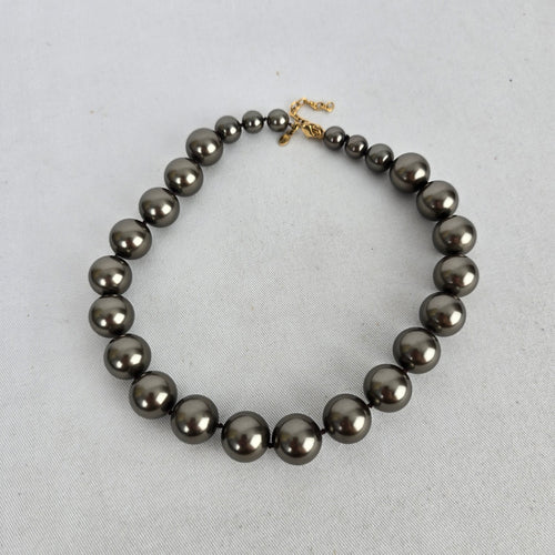Vintage Monet Gray Faux Pearl Chunky Beaded Statement Necklace