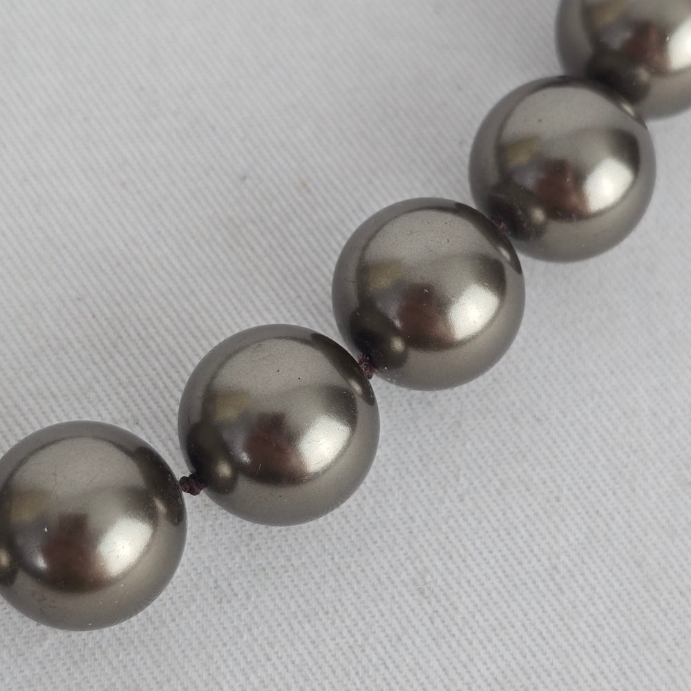 Vintage Monet Gray Faux Pearl Chunky Beaded Statement Necklace