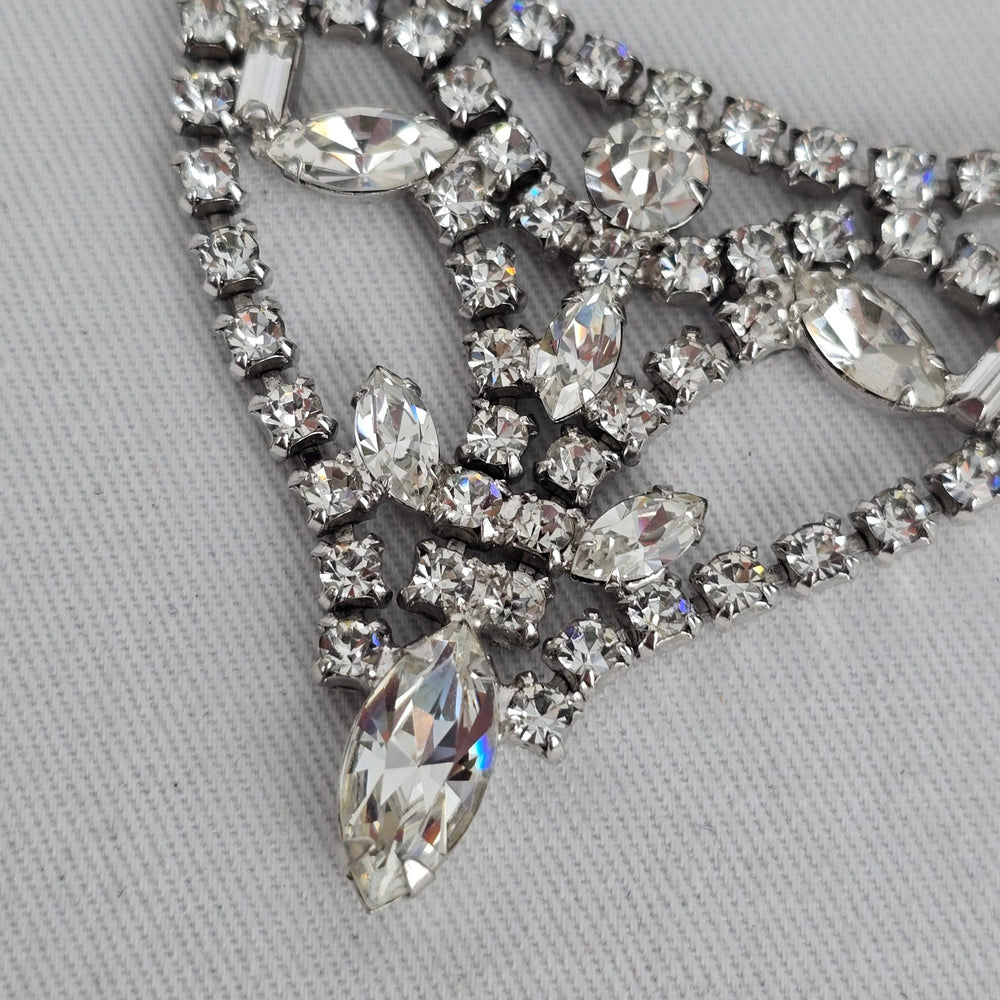 Vintage Belle Silver-Tone Rhinestone Statement Bib Necklace