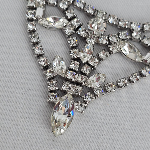 Vintage Belle Silver-Tone Rhinestone Statement Bib Necklace