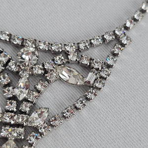 Vintage Belle Silver-Tone Rhinestone Statement Bib Necklace
