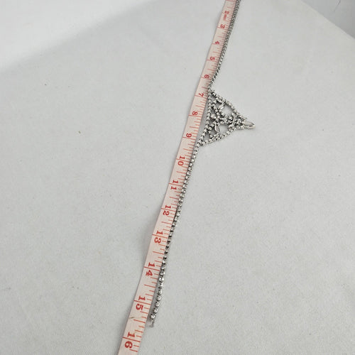 Vintage Belle Silver-Tone Rhinestone Statement Bib Necklace