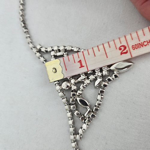 Vintage Belle Silver-Tone Rhinestone Statement Bib Necklace