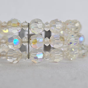 Vintage 3-Strand Aurora Borealis Crystal Beaded Bracelet with Filigree Box Clasp