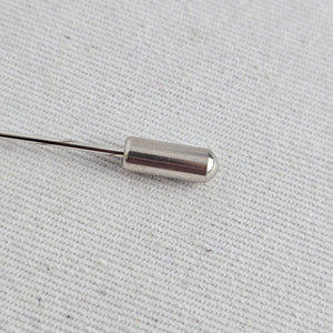 Vintage Sterling Silver Filigree Stick Pin with Oval Pink Stone & End Cap